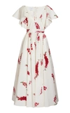 Giambattista Valli Butterfly Floral-print Ruffle Off-the-shoulder Midi Dress In Floral