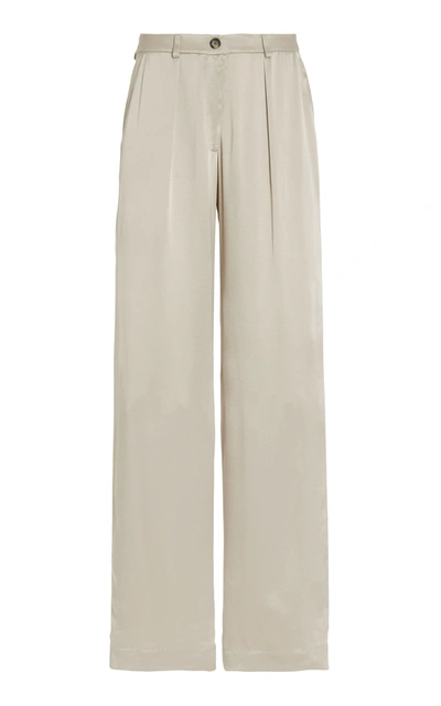 Matãriel Women's Pleated Satin Wide-leg Pants In Silver