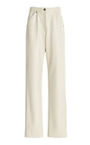 Deveaux Women's Eve Faux Leather Straight-leg Pants In White