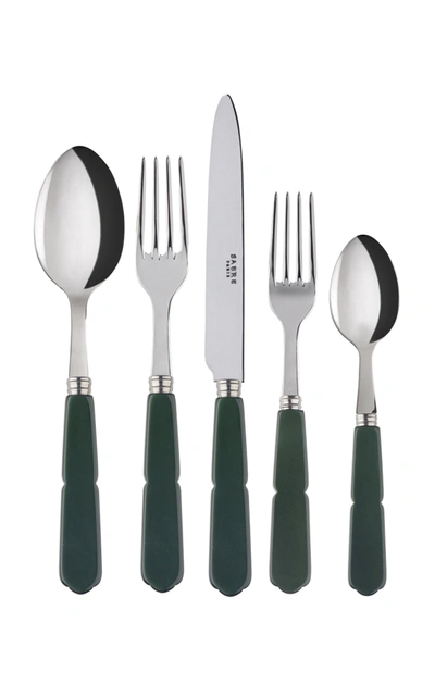 Sabre Gustave Five-piece Stainless Steel And Acrylic Dinner Set In Green,grey