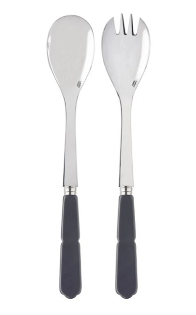 Sabre Gustave Two-piece Stainless Steel And Acrylic Salad Set In Green,grey