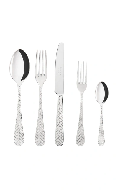 Sabre Nata Five-piece Stainless Steel And Acrylic Dinner Set In Silver