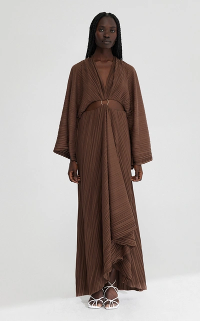 Significant Other Women's Akila Cutout Plisse Maxi Dress In Brown,green |  ModeSens