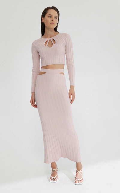 Significant Other Women's Indigo Cutout Ribbed-knit Cropped Top In Pink