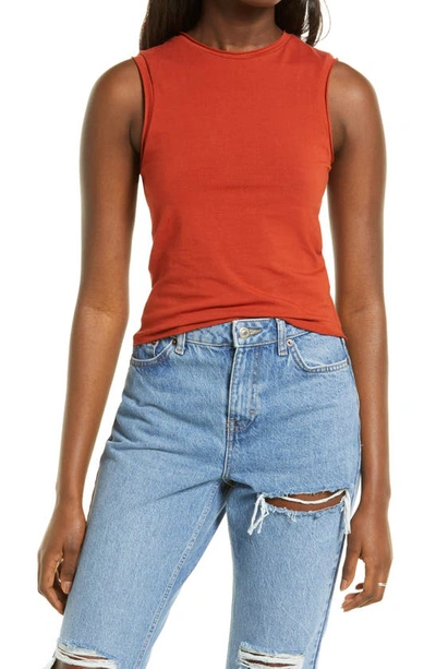 Topshop Clean Stretch Cotton Tank Top In Orange