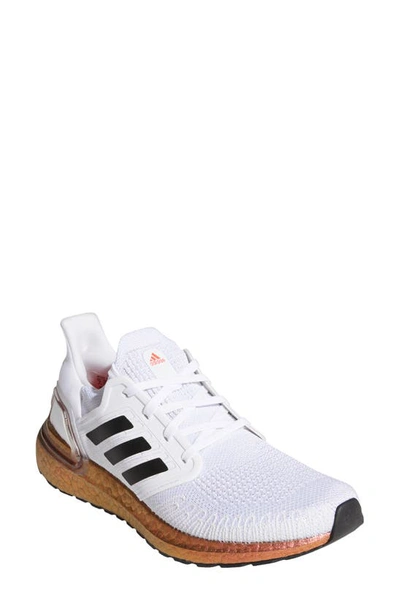Adidas Originals Ultraboost 20 Running Shoe In White/ Core Black/ Signal Pink