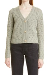 Vince Crochet Wool And Cashmere Cardigan In Artichoke