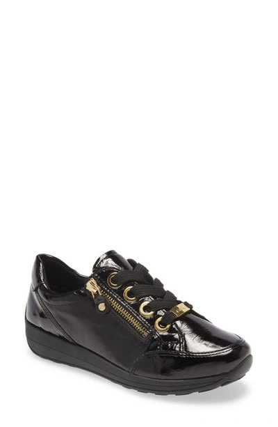 Ara Ollie Lace-up Sneaker In Black Nappa-lack