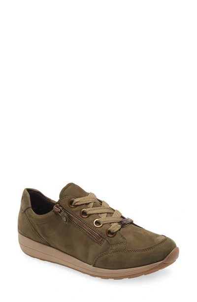 Ara Ollie Lace-up Trainer In Olive Nubuck-lux