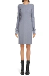 Givenchy Monogram-embossed Round-neck Stretch-knit Mini Dress In Mineral Blue