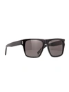 Saint Laurent Black Sl 424 Rectangular Sunglasses In Black Black Black