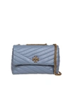 Tory Burch Kira Small Chevron Leather Shoulder Bag In Light Blue
