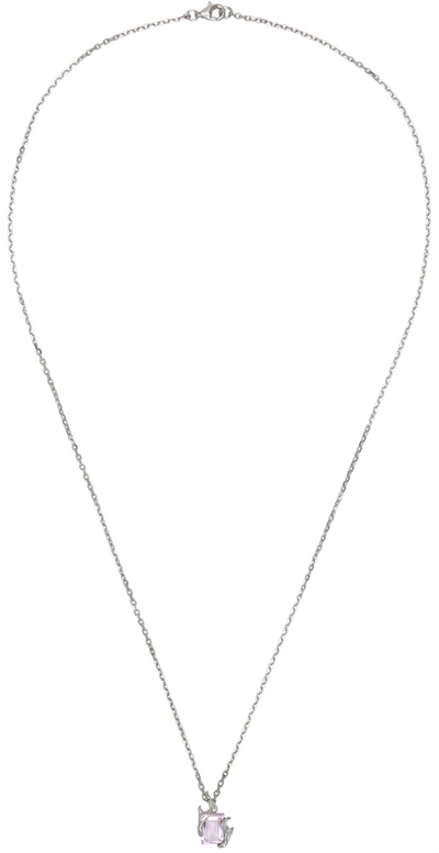 Alan Crocetti Silver & Pink Flare Necklace In Rhodium