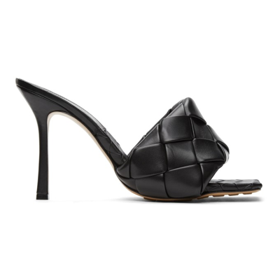 Bottega Veneta Black Intrecciato Lido Heeled Sandals In 1000-black