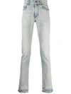 Saint Laurent Stonewashed Straight-cut Jeans In Blue