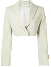 Off-white Single-breasted Cropped Blazer In Grey