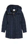 Cole Haan Signature Bib Inset Coat In Navy