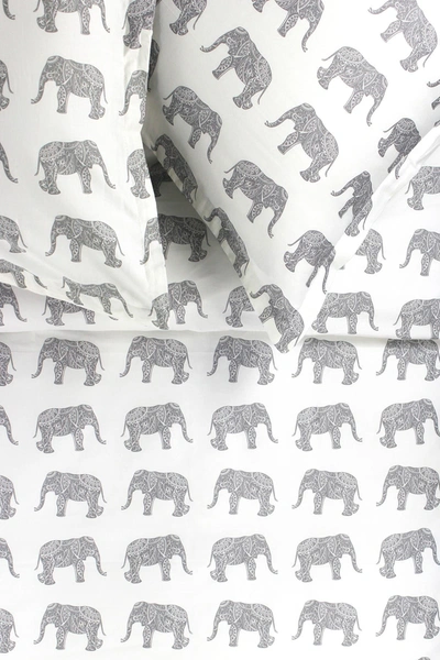 Melange Home Grey Twin 400 Thread Count Cotton Elephants Duvet 2-piece Set
