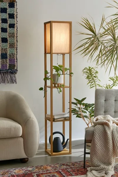 Urban Outfitters Dean Shelf Floor Lamp In Brown