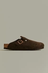 Birkenstock Soft Footbed Suede Clog In Dark Brown