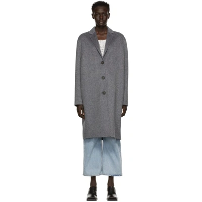 Acne Studios Button-front Single-breasted Coat In Grey