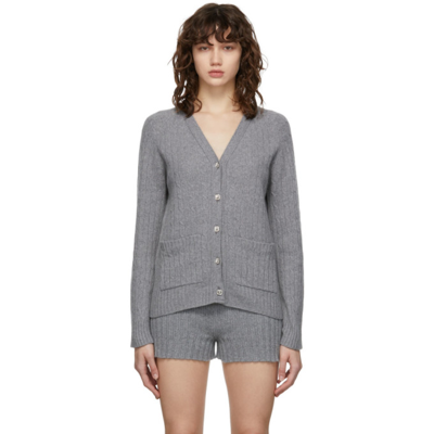 Erdem Elizabeth Cable Merino Wool & Cashmere Cardigan In Grey,neutral