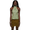 Super Yaya Ssense Exclusive Reversible Green Ana Tank Top In Green/ivory