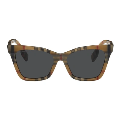 Burberry Check-print Acetate Cat-eye Sunglasses In Vintage