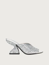 Ferragamo Sandu 85 Glitter-finished Leather Mules In Silver