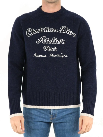 Dior Homme Atelier Knit Sweater In Navy | ModeSens