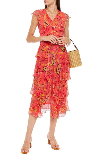 Etro Wrap-effect Floral-print Silk-jacquard Midi Dress