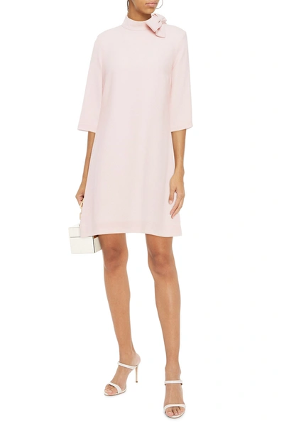 Goat Ava Bow-embellished Wool-crepe Mini Dress In Pastel Pink