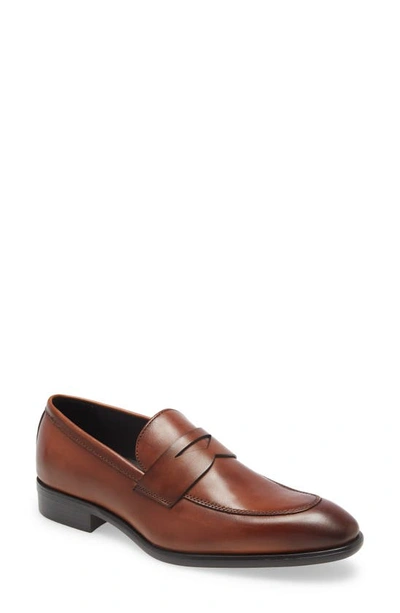Nordstrom Dino Penny Loafer In Brown Leather