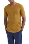 Goodlife Overdyed Tri-blend Scallop V-neck T-shirt In Mango