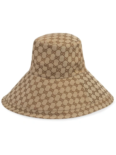 Gucci Cappello A Falda Larga Gg In Beige