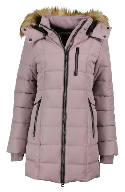 Noize Hannah Faux Fur Trim Hooded Parka In Wisteria