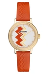 Missoni Optic Zigzag Leather Strap Watch, 35mm In Ip Champagne