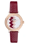 Missoni Optic Zigzag Leather Strap Watch, 35mm In Ip Rose Gold