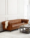 Massoud Davidson 119" Tufted Seat Chesterfield Sofa In Red Wine