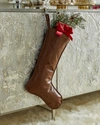 D. STEVENS FAUX LEATHER STOCKING WITH HAND STITCHED EDGES, DARK BROWN,PROD235250115