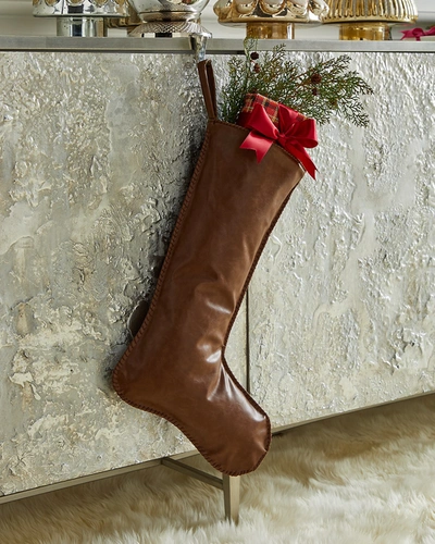 D. Stevens Faux Leather Stocking With Hand Stitched Edges, Dark Brown