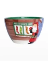 Vietri Old St. Nick Large Deep Bowl - Santa With Stockings