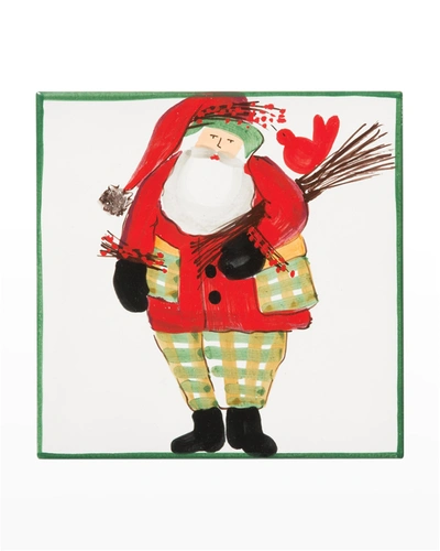 Vietri Old St. Nick Green Border With Wood Pile Trivet