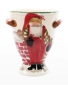 Vietri Old St. Nick Footed Urn With Chimney & Stockings