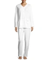 P Jamas Butterknit Button-front Long Pajama Set In White