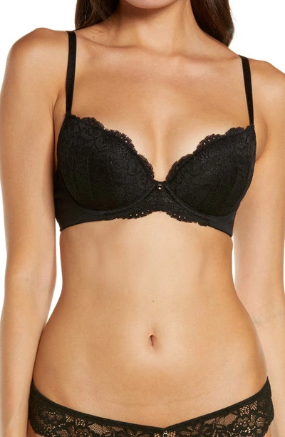 Ann Summers Curve Sexy Lace Planet Nylon Blend Padded Plunge Bra In Black - Black