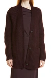 Vince Rib Alpaca & Wool Cardigan In 548hpw-h Plum Wine