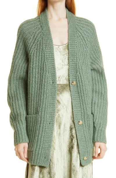 Vince Rib Alpaca & Wool Cardigan In 350jad-jadeite