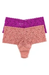 Hanky Panky Assorted 2-pack Retro High Waist Thongs In Belle Pink/ Himalayan Pink