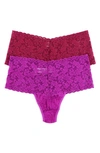 Hanky Panky Assorted 2-pack Retro High Waist Thongs In Dark Pomegrante/ Belle Pink